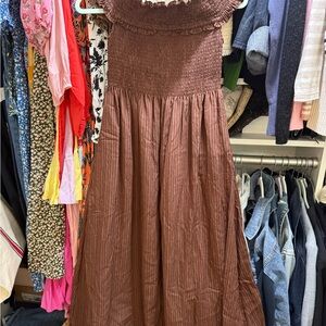 Brown Off-Shoulder Hill House Maxi Dress